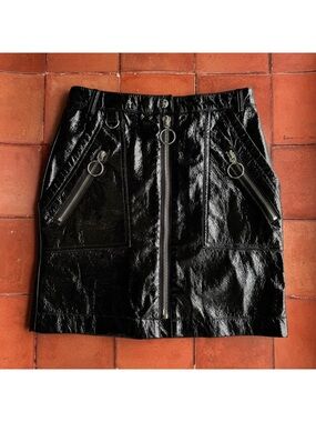 Sz 25 Stone Row By Volcom ‘True To This’ Black Pleather Skirt / Silver Hardware